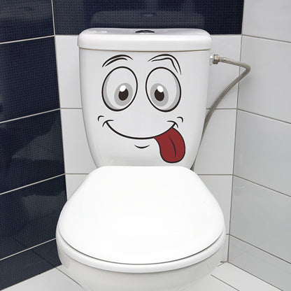 1 Pc, Cartoon Toilet Wall Sticker - Self-Adhesive Bathroom Decoration, Fun Room Decor - Hiccupzz