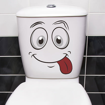 1 Pc, Cartoon Toilet Wall Sticker - Self-Adhesive Bathroom Decoration, Fun Room Decor - Hiccupzz