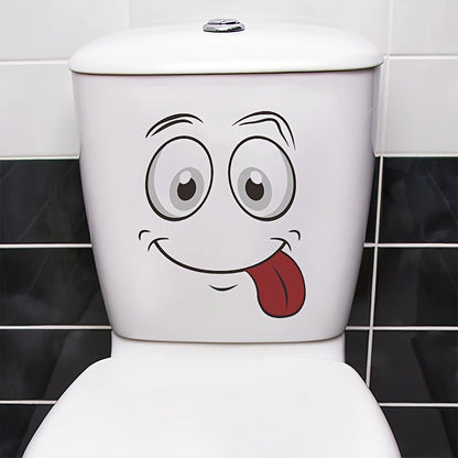 1 Pc, Cartoon Toilet Wall Sticker - Self-Adhesive Bathroom Decoration, Fun Room Decor - Hiccupzz