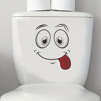 1 Pc, Cartoon Toilet Wall Sticker - Self-Adhesive Bathroom Decoration, Fun Room Decor - Hiccupzz