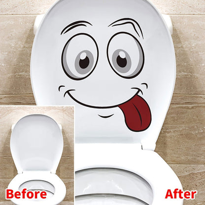 1 Pc, Cartoon Toilet Wall Sticker - Self-Adhesive Bathroom Decoration, Fun Room Decor - Hiccupzz