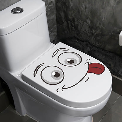1 Pc, Cartoon Toilet Wall Sticker - Self-Adhesive Bathroom Decoration, Fun Room Decor - Hiccupzz