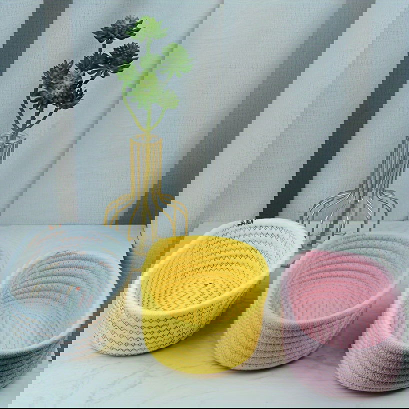 1 Pc Cheap Price Cotton Rope Woven Storage Baskets, Cosmetic Containers, Room Decor, Home Decor - Hiccupzz