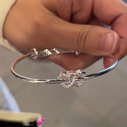 1 Pc, Double Heart Love Adjustable Bracelet - Sweet Design for Birthdays, Holidays, and Girlfriend Gifts - Hiccupzz