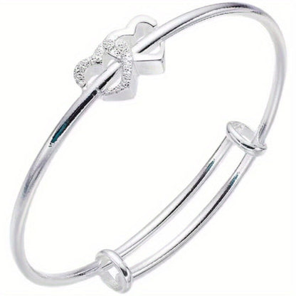 1 Pc, Double Heart Love Adjustable Bracelet - Sweet Design for Birthdays, Holidays, and Girlfriend Gifts - Hiccupzz