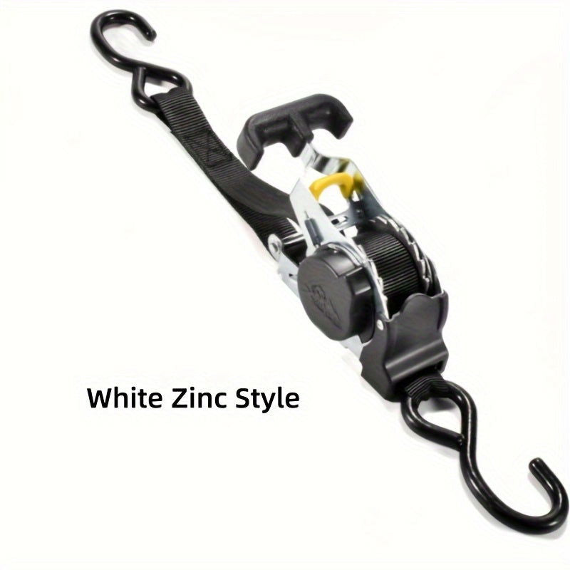 1 Pc Durable Polyester Ratchet Tie-Down Strap With Automatic Retractable Tensioner - Hiccupzz