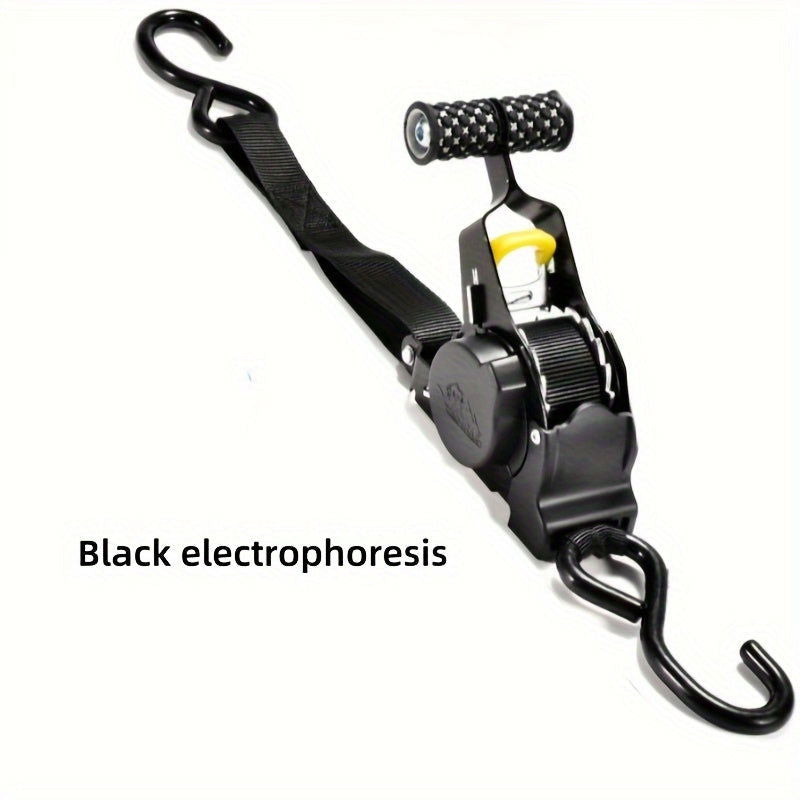 1 Pc Durable Polyester Ratchet Tie-Down Strap With Automatic Retractable Tensioner - Hiccupzz