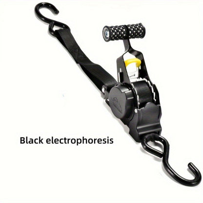 1 Pc Durable Polyester Ratchet Tie-Down Strap With Automatic Retractable Tensioner - Hiccupzz