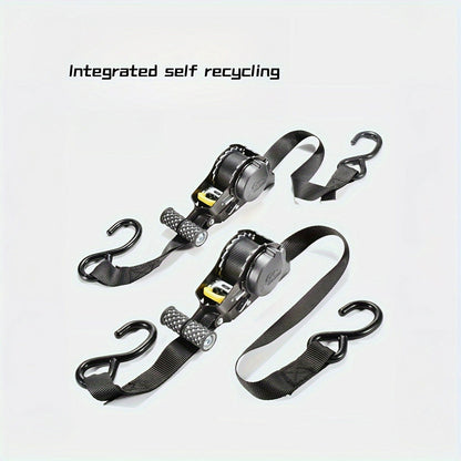 1 Pc Durable Polyester Ratchet Tie-Down Strap With Automatic Retractable Tensioner - Hiccupzz
