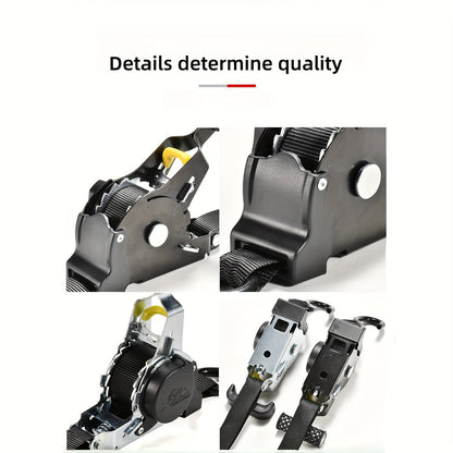 1 Pc Durable Polyester Ratchet Tie-Down Strap With Automatic Retractable Tensioner - Hiccupzz