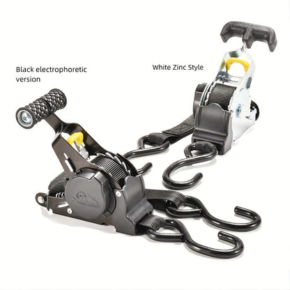 1 Pc Durable Polyester Ratchet Tie-Down Strap With Automatic Retractable Tensioner - Hiccupzz