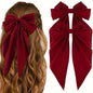 1 Pc, Elegant Long Ribbon Bow Hair Clip: Christmas Ponytail Accessory for Women and Girls - Hiccupzz