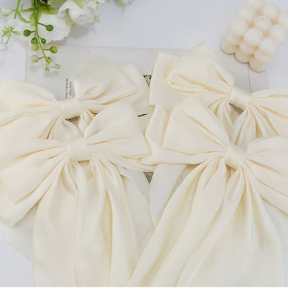 1 Pc, Elegant Long Ribbon Bow Hair Clip: Christmas Ponytail Accessory for Women and Girls - Hiccupzz