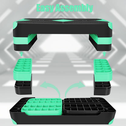 1 Pc Exercise Pedal Board, 27" Workout Step Trainer, With 4"-6"-8" Adjustable Height Risers, For Aerobic Training, Body Exercise, Squats Workout - Hiccupzz