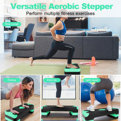 1 Pc Exercise Pedal Board, 27" Workout Step Trainer, With 4"-6"-8" Adjustable Height Risers, For Aerobic Training, Body Exercise, Squats Workout - Hiccupzz