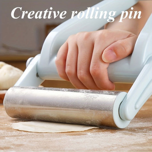 1 Pc, Labor-Saving Stainless Steel and Plastic Rolling Pin for Pizza, Pie, Cookies, Dumplings, Noodles, and More - Kitchen Utensil and Gadget for Easy Baking and Cooking - Hiccupzz