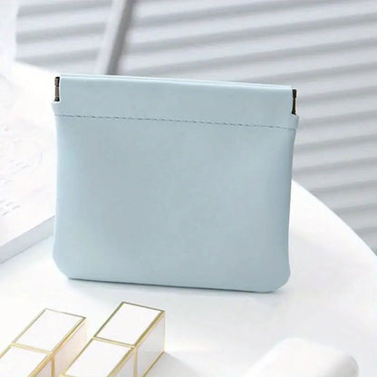 1 Pc Luxury PU Leather Mini Storage Pouch – Self-Closing Coin Purse & Lipstick Holder, Portable Travel Organizer for Cosmetics - Hiccupzz