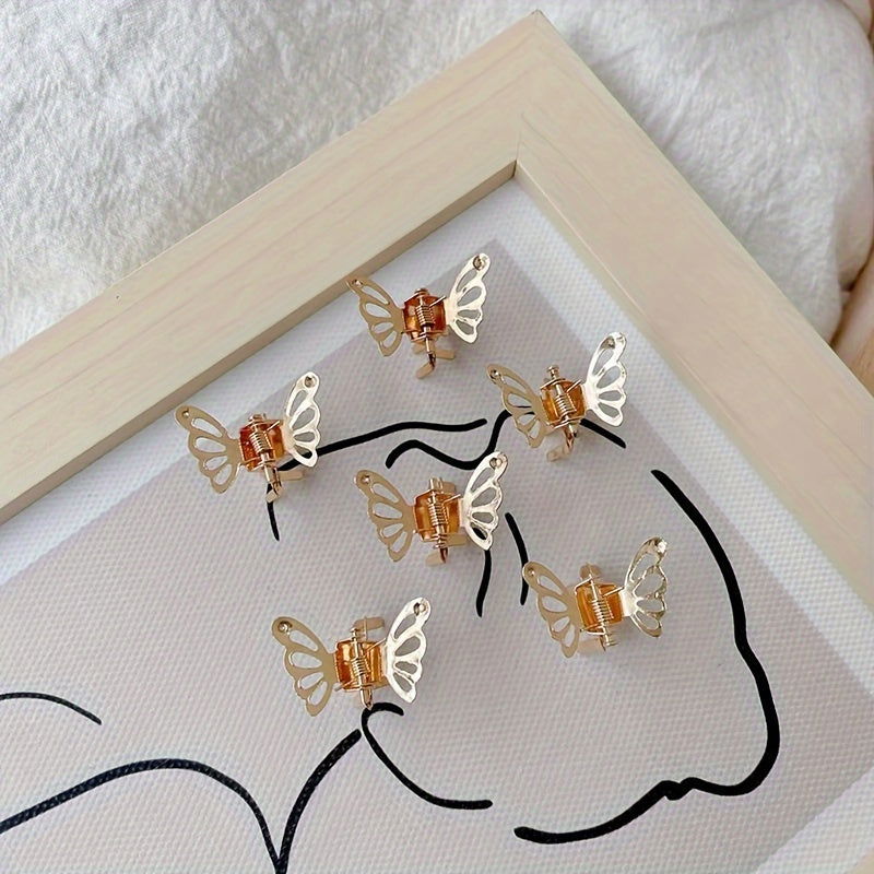 1 Pc Mini Colored Princess Hair Claw Clip: Small Metal Butterfly Clip for Bangs, Ideal for Women and Girls - Hiccupzz