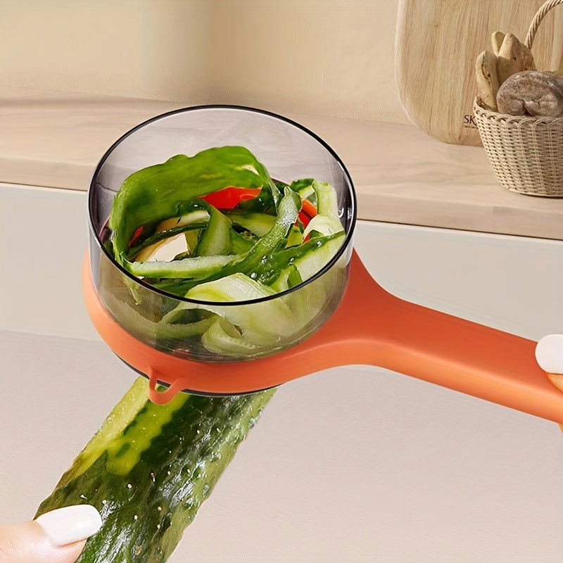 1 Pc Multi-Functional Fruit & Vegetable Peeler with Storage Box - Serrated Blade, Food-Safe PET Material, Perfect for Kitchen & Dorm Use - Hiccupzz
