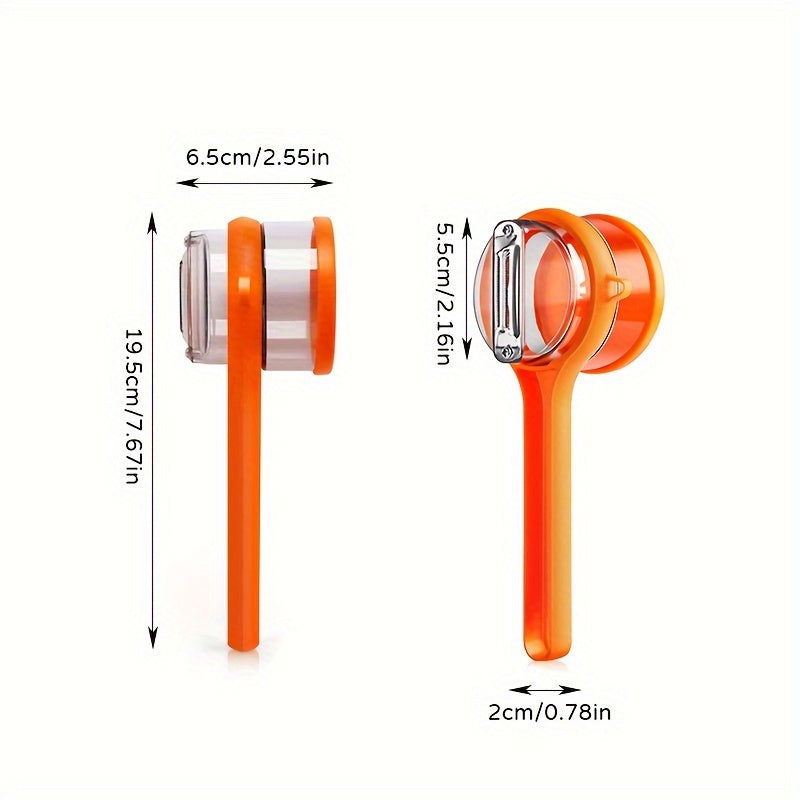 1 Pc Multi-Functional Fruit & Vegetable Peeler with Storage Box - Serrated Blade, Food-Safe PET Material, Perfect for Kitchen & Dorm Use - Hiccupzz