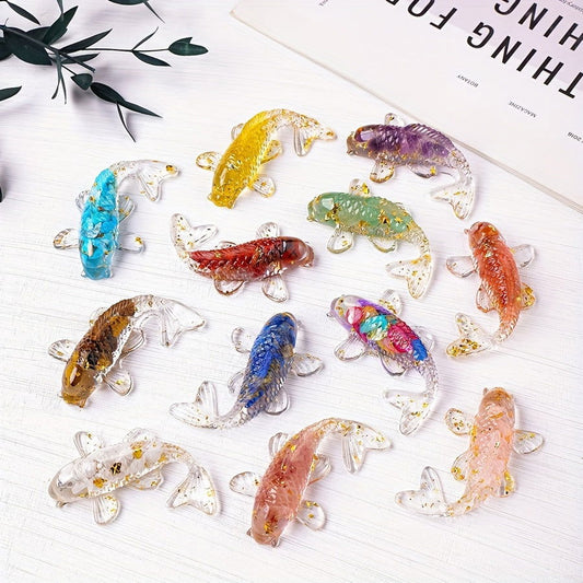 1 Pc, Natural Crystal Goldfish Figurine: Home Office Decoration and Amulet Sculpture - Hiccupzz