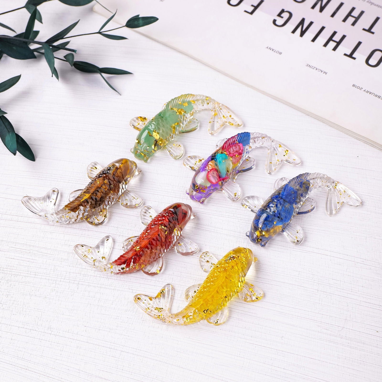 1 Pc, Natural Crystal Goldfish Figurine: Home Office Decoration and Amulet Sculpture - Hiccupzz