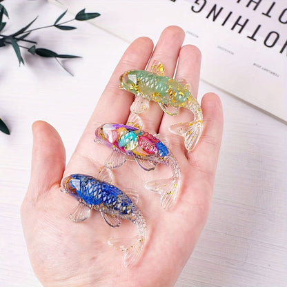 1 Pc, Natural Crystal Goldfish Figurine: Home Office Decoration and Amulet Sculpture - Hiccupzz
