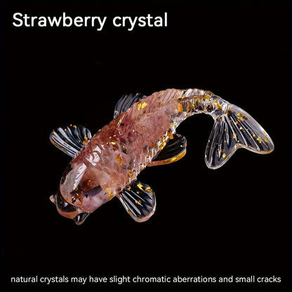 1 Pc, Natural Crystal Goldfish Figurine: Home Office Decoration and Amulet Sculpture - Hiccupzz
