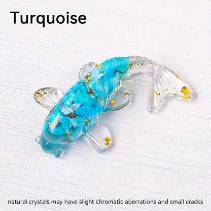 1 Pc, Natural Crystal Goldfish Figurine: Home Office Decoration and Amulet Sculpture - Hiccupzz