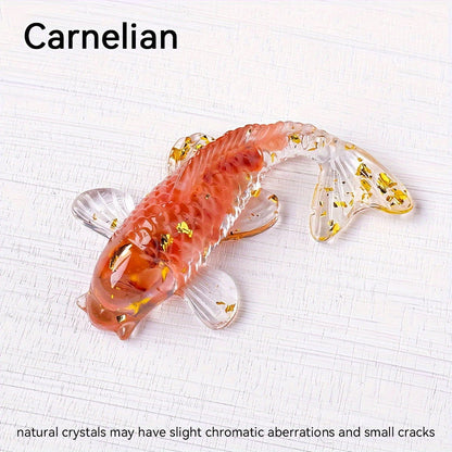 1 Pc, Natural Crystal Goldfish Figurine: Home Office Decoration and Amulet Sculpture - Hiccupzz