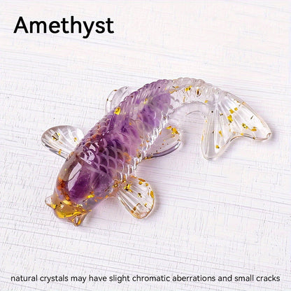 1 Pc, Natural Crystal Goldfish Figurine: Home Office Decoration and Amulet Sculpture - Hiccupzz