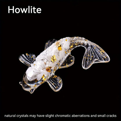 1 Pc, Natural Crystal Goldfish Figurine: Home Office Decoration and Amulet Sculpture - Hiccupzz