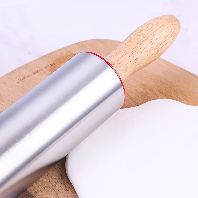 1 Pc, Non-Stick Stainless Steel Pizza Dough Roller - Perfect for Rolling Out Pizza, Cookies, and Bread - Easy to Clean and Durable Kitchen Accessory - Hiccupzz
