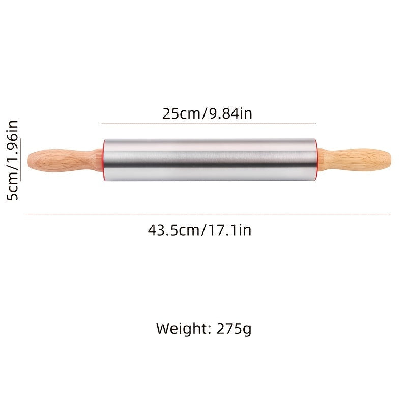 1 Pc, Non-Stick Stainless Steel Pizza Dough Roller - Perfect for Rolling Out Pizza, Cookies, and Bread - Easy to Clean and Durable Kitchen Accessory - Hiccupzz