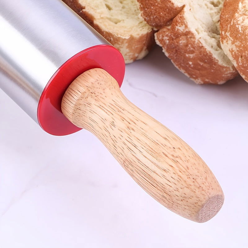 1 Pc, Non-Stick Stainless Steel Pizza Dough Roller - Perfect for Rolling Out Pizza, Cookies, and Bread - Easy to Clean and Durable Kitchen Accessory - Hiccupzz