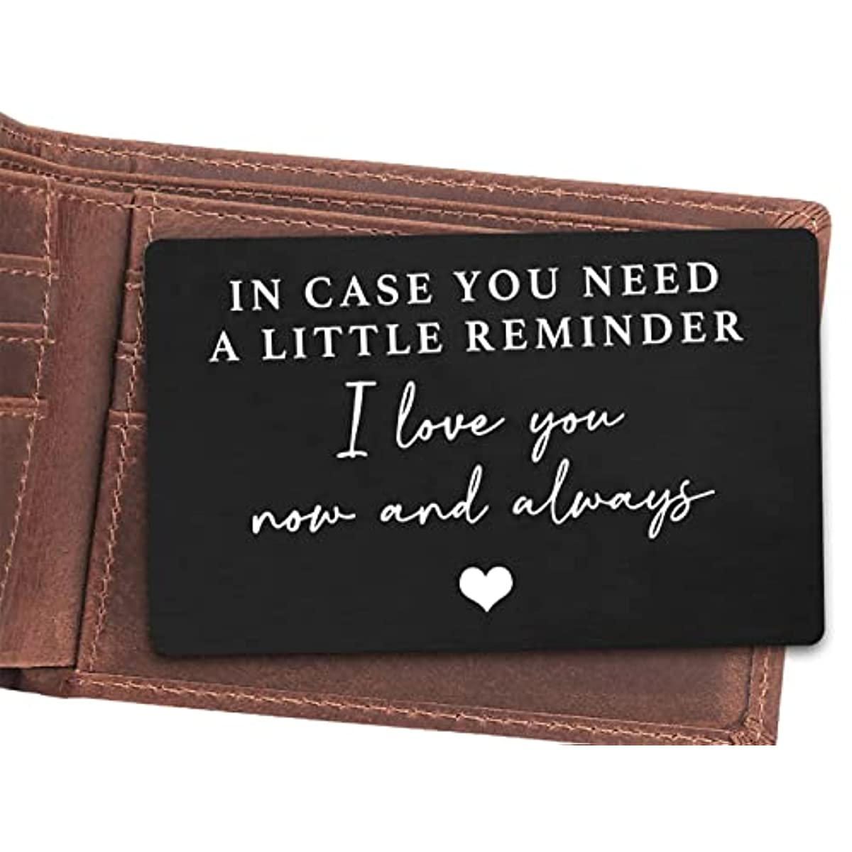 1 Pc, Personalized Engraved Aluminum Wallet Card: "In Case You Need A Little Reminder I Love You" Gift for Boyfriend, Husband, Weddings, Christmas, Valentine's Day, and Birthdays - Hiccupzz