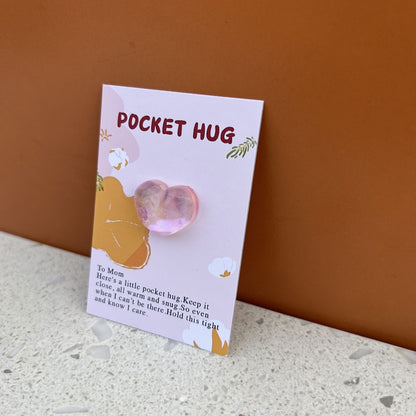 1 Pc, Pocket Hug Poem Card: Tiny Pink Heart Gift for Mother's Day and Special Moments - Hiccupzz