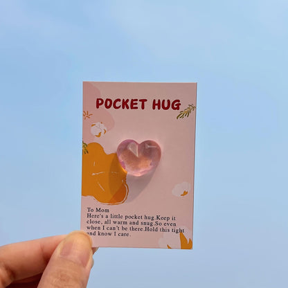 1 Pc, Pocket Hug Poem Card: Tiny Pink Heart Gift for Mother's Day and Special Moments - Hiccupzz