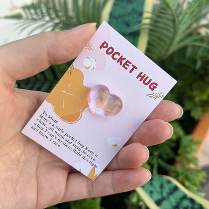1 Pc, Pocket Hug Poem Card: Tiny Pink Heart Gift for Mother's Day and Special Moments - Hiccupzz