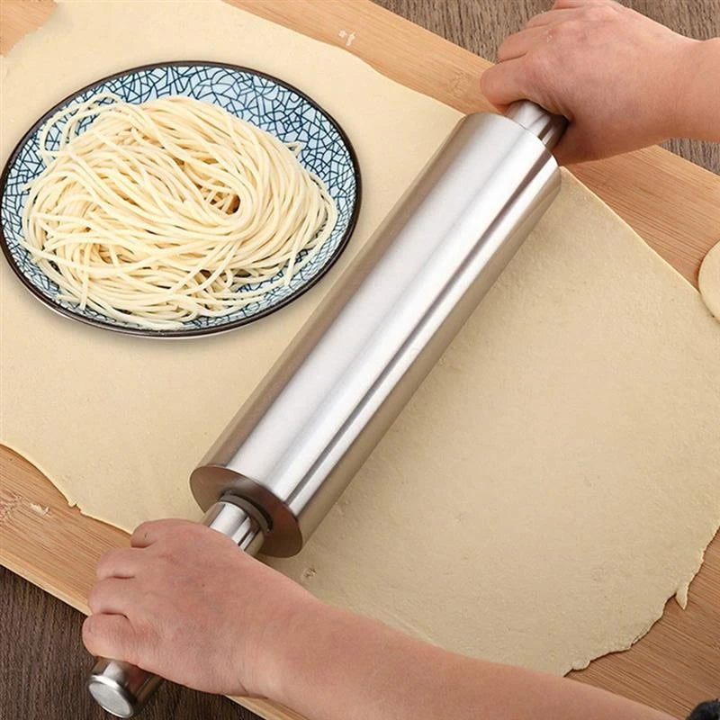1 Pc Professional Grade Steel Rolling Pin for Perfectly Rolled Dough - Ideal for Pizza, Cookies, and Pastries - Essential Baking Tool for Home Bakery - Hiccupzz
