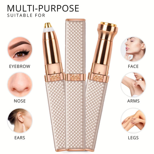 1 Pc Rechargeable 2-in-1 Women's Eyebrow Razor & Painless Facial Hair Remover – LED Light for Lips, Chin, Arms, and Peach Fuzz - Hiccupzz