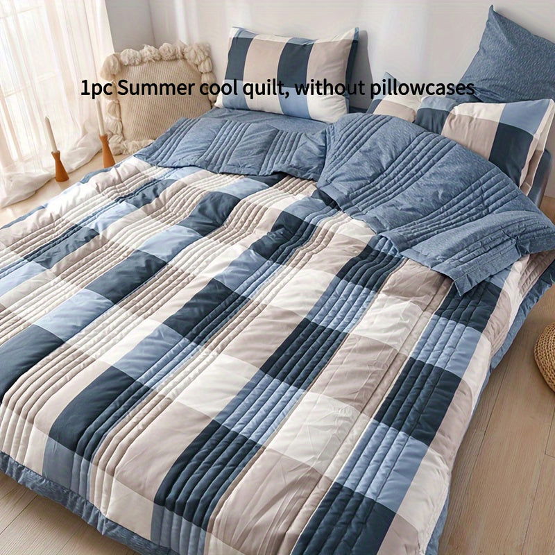 1 Pc Skin-friendly Summer Cooling Thin Quilt, Printed Quilted Four Seasons Quilt, Soft And Comfortable Summer Thin Quilt, Single Double Hotel Home Bedroom Guest Room Sofa Special - Hiccupzz