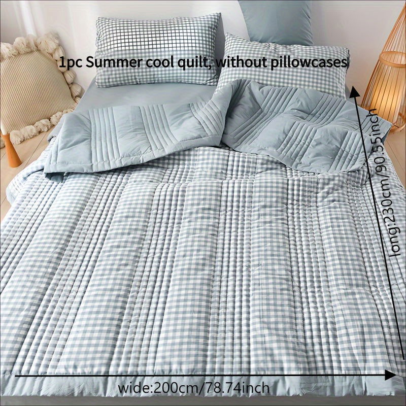 1 Pc Skin-friendly Summer Cooling Thin Quilt, Printed Quilted Four Seasons Quilt, Soft And Comfortable Summer Thin Quilt, Single Double Hotel Home Bedroom Guest Room Sofa Special - Hiccupzz