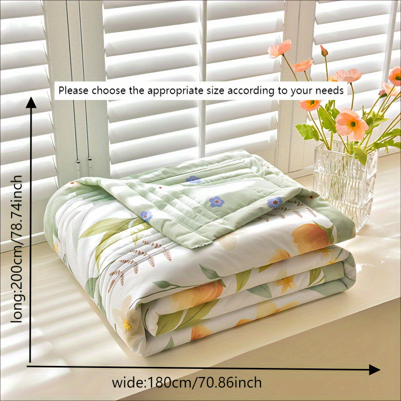 1 Pc Skin-friendly Summer Cooling Thin Quilt, Printed Quilted Four Seasons Quilt, Soft And Comfortable Summer Thin Quilt, Single Double Hotel Home Bedroom Guest Room Sofa Special - Hiccupzz