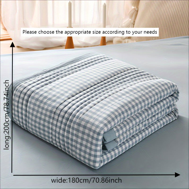 1 Pc Skin-friendly Summer Cooling Thin Quilt, Printed Quilted Four Seasons Quilt, Soft And Comfortable Summer Thin Quilt, Single Double Hotel Home Bedroom Guest Room Sofa Special - Hiccupzz