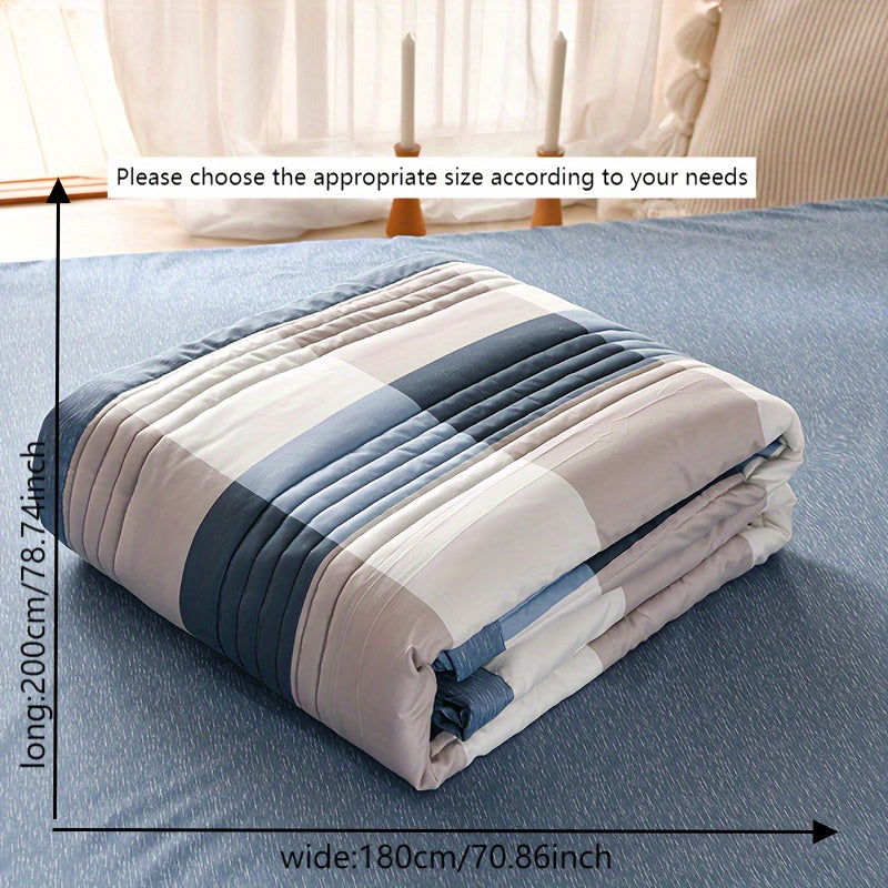 1 Pc Skin-friendly Summer Cooling Thin Quilt, Printed Quilted Four Seasons Quilt, Soft And Comfortable Summer Thin Quilt, Single Double Hotel Home Bedroom Guest Room Sofa Special - Hiccupzz