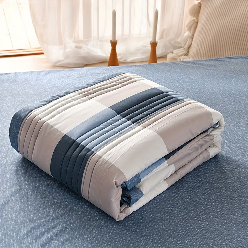 1 Pc Skin-friendly Summer Cooling Thin Quilt, Printed Quilted Four Seasons Quilt, Soft And Comfortable Summer Thin Quilt, Single Double Hotel Home Bedroom Guest Room Sofa Special - Hiccupzz
