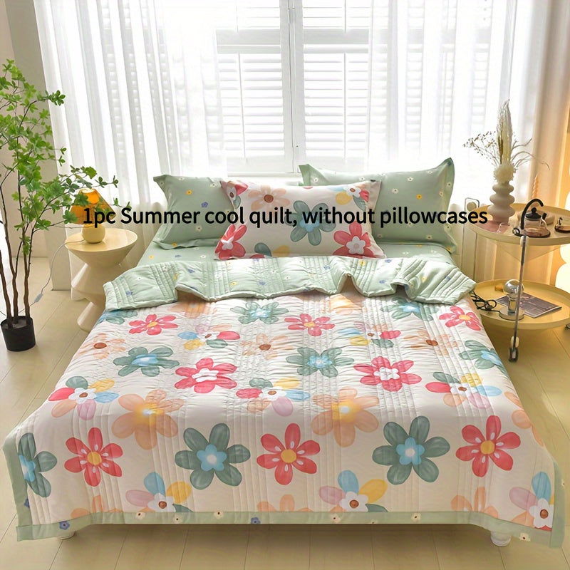1 Pc Skin-friendly Summer Cooling Thin Quilt, Printed Quilted Four Seasons Quilt, Soft And Comfortable Summer Thin Quilt, Single Double Hotel Home Bedroom Guest Room Sofa Special - Hiccupzz