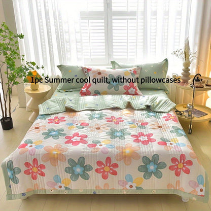 1 Pc Skin-friendly Summer Cooling Thin Quilt, Printed Quilted Four Seasons Quilt, Soft And Comfortable Summer Thin Quilt, Single Double Hotel Home Bedroom Guest Room Sofa Special - Hiccupzz