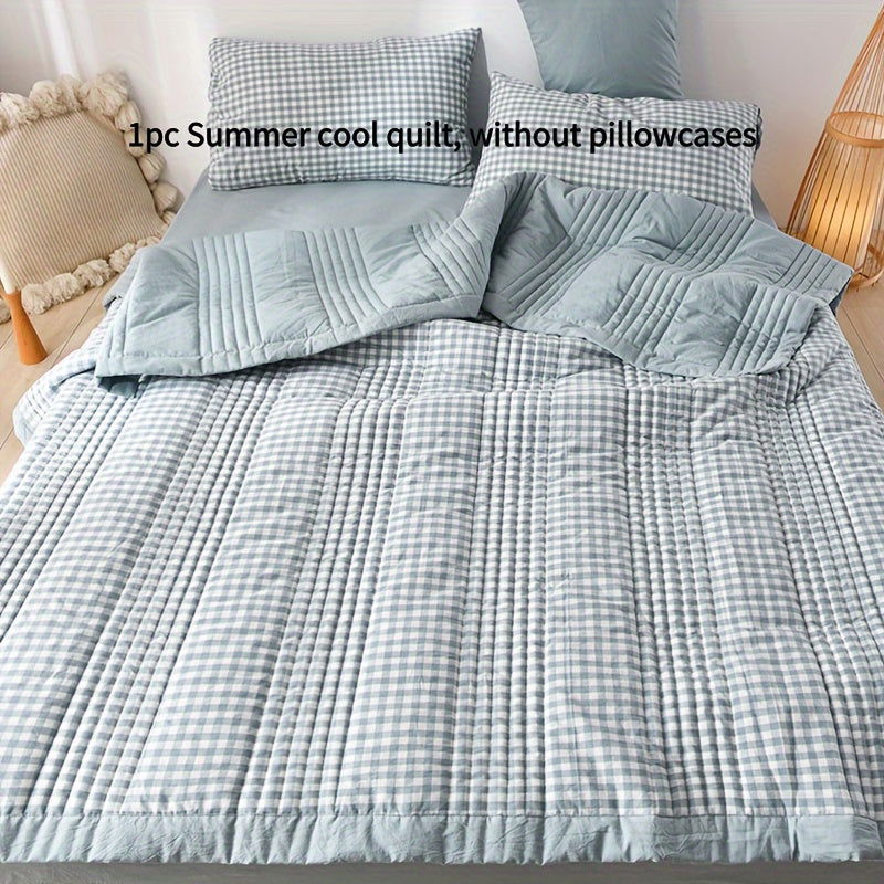 1 Pc Skin-friendly Summer Cooling Thin Quilt, Printed Quilted Four Seasons Quilt, Soft And Comfortable Summer Thin Quilt, Single Double Hotel Home Bedroom Guest Room Sofa Special - Hiccupzz